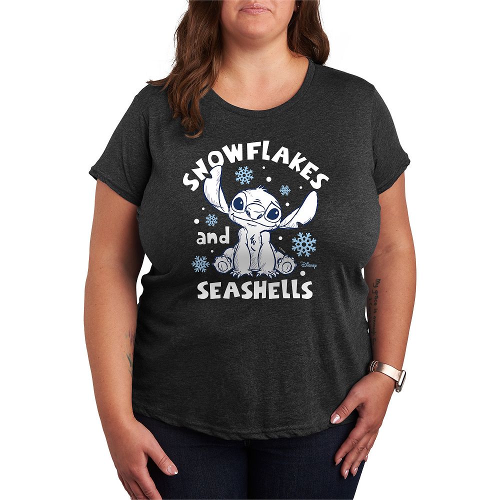 Disney's Lilo and Stitch Plus Size Snowflakes & Seashells Graphic Tee