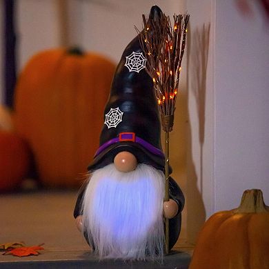 Evergreen Enterprises LED Witch Gnome with Broomstick and Black Hat