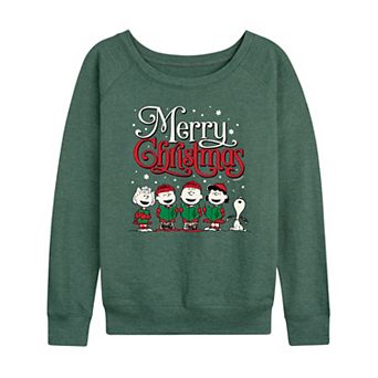 Women's Peanuts Merry Christmas Carols French Terry Long Sleeve Tee