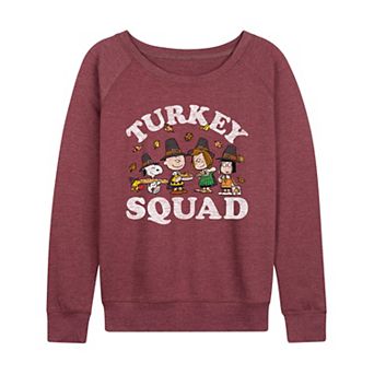 Women's Peanuts Turkey Squad French Terry Long Sleeve Tee