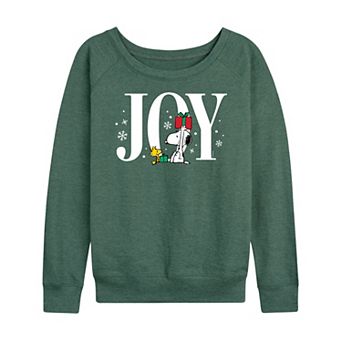 Women's Peanuts Snoopy & Woodstock Joy French Terry Long Sleeve Tee