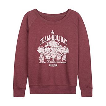 Women's Peanuts Team Holiday Spirit French Terry Long Sleeve Tee