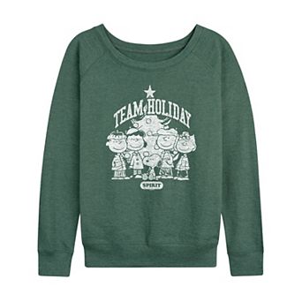 Women's Peanuts Team Holiday Spirit French Terry Long Sleeve Tee