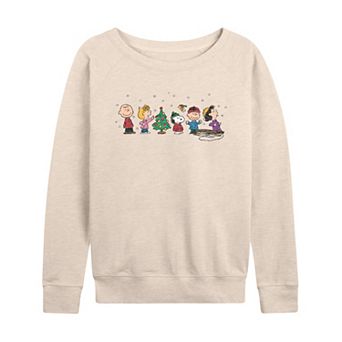 Women's Peanuts Christmas Group French Terry Long Sleeve Tee