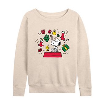 Women's Peanuts Christmas Presents French Terry Long Sleeve Tee