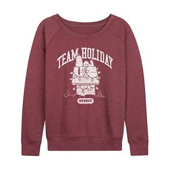 Women's Peanuts Team Holiday Spirit French Terry Long Sleeve Tee