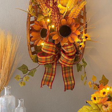 Evergreen Enterprises Artificial Sunflower Harvest Basket Decor