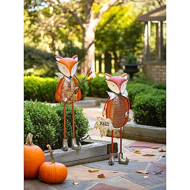 Evergreen Enterprises Fall Fox Metal Statuary 2-Piece Set