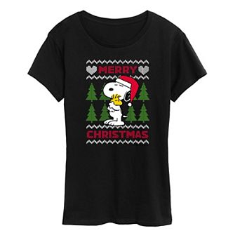 Women's Peanuts Snoopy Christmas Sweater Graphic Tee