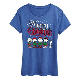Women's Peanuts Merry Christmas Carols Graphic Tee