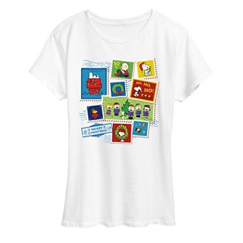Women's Peanuts Christmas Stamps Graphic Tee