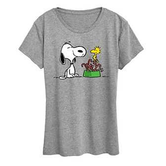 Women's Peanuts Candy Canes Graphic Tee