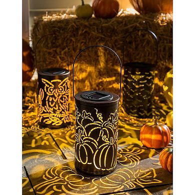 Evergreen Enterprises Solar Oil Rubbed Bronze Cut Out Pumpkins Lantern