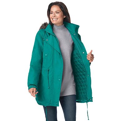 Woman Within Plus Size Quilt-Lined Taslon Anorak