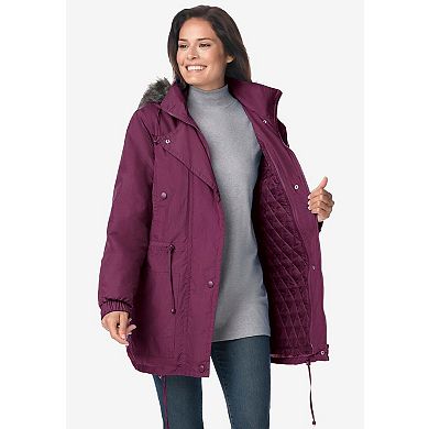 Woman Within Plus Size Quilt-Lined Taslon Anorak
