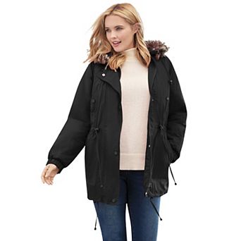 Woman Within Plus Size Quilt-Lined Taslon Anorak