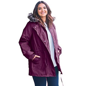 Woman Within Plus Size Quilt-Lined Taslon Anorak