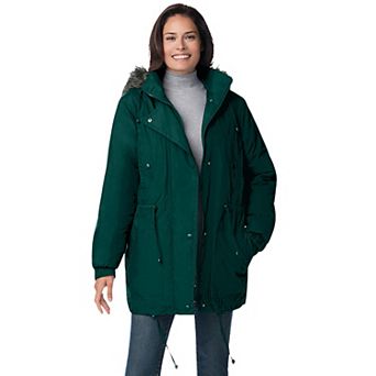 Woman Within Plus Size Quilt-Lined Taslon Anorak