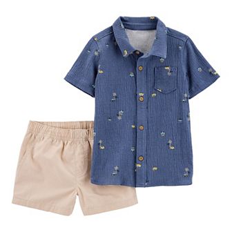 Baby & Toddler Boy Carter's 2 pc Button-Down Shirt & Khaki Shorts Set