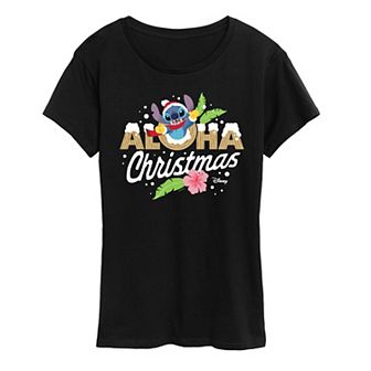 Disney's Lilo and Stitch Women's Aloha Christmas Graphic Tee