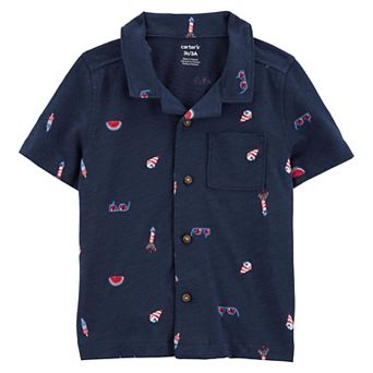 Toddler Boy Carter's 4th Of July Icons Button-Down Shirt