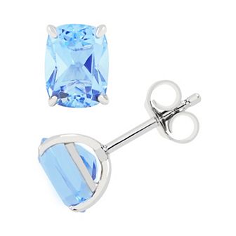 SIRI USA by TJM Sterling Silver Simulated Quartz Rock Candy Cushion Stud Earrings