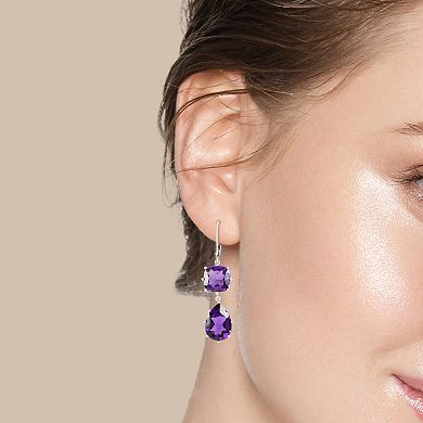SIRI USA by TJM Sterling Silver Simulated Purple Quartz Double Drop Earrings