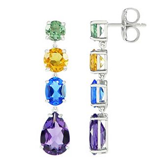 SIRI USA by TJM Sterling Silver Multi-Color Linear Earrings