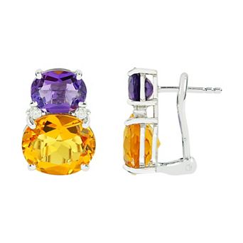 SIRI USA by TJM Sterling Silver Simulated Yellow & Purple Quartz Stud Earrings