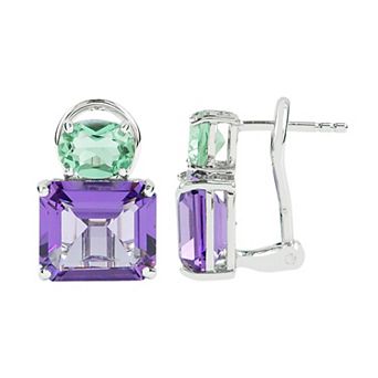 SIRI USA by TJM Sterling Silver Simulated Purple & Green Quartz Stud Earrings