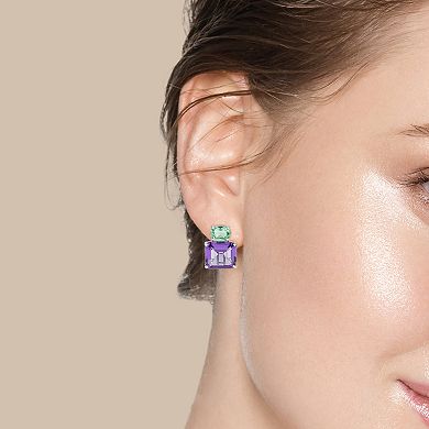 SIRI USA by TJM Sterling Silver Simulated Purple & Green Quartz Stud Earrings