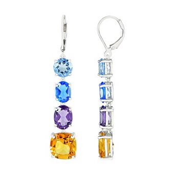 SIRI USA by TJM Sterling Silver Simulated Multicolor Quartz 4-Drop Earrings