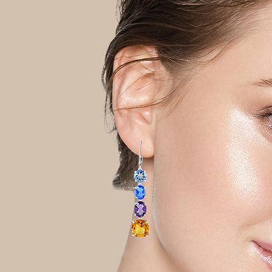 SIRI USA by TJM Sterling Silver Simulated Multicolor Quartz 4-Drop Earrings