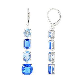 SIRI USA by TJM Sterling Silver Simulated Light & Dark Blue Drop Earrings