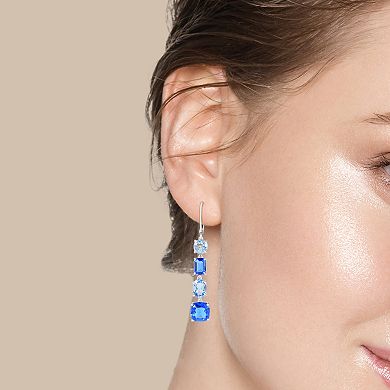 SIRI USA by TJM Sterling Silver Simulated Light & Dark Blue Drop Earrings