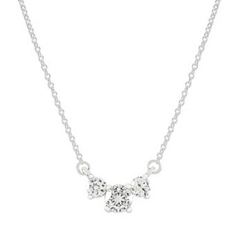 SIRI USA by TJM Sterling Silver Cubic Zirconia 3-Stone Necklace
