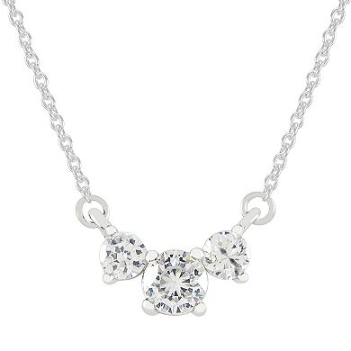 SIRI USA by TJM Sterling Silver Cubic Zirconia 3-Stone Necklace