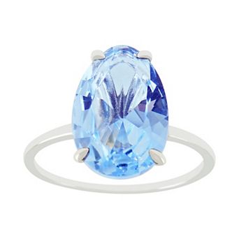 SIRI USA by TJM Sterling Silver Simulated Blue Quartz Oval Statement Ring