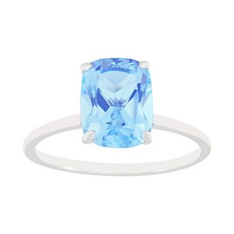 SIRI USA by TJM Sterling Silver Simulated Blue Quartz Rectangular Statement Ring