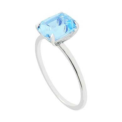 SIRI USA by TJM Sterling Silver Simulated Blue Quartz Rectangular Statement Ring