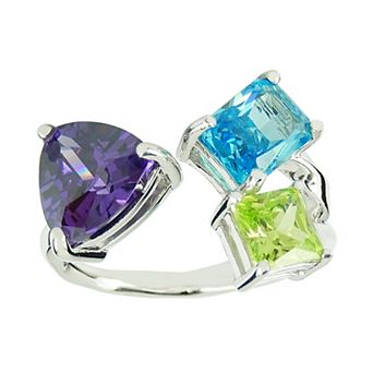 SIRI USA by TJM Sterling Silver Multicolor Cubic Zirconia Split Open Ring