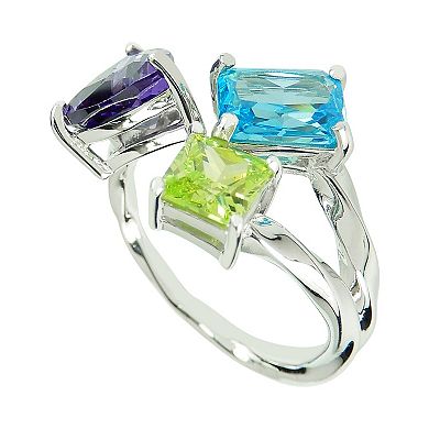 SIRI USA by TJM Sterling Silver Multicolor Cubic Zirconia Split Open Ring