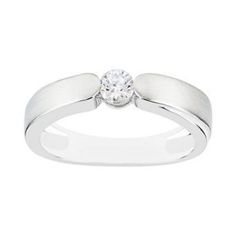 SIRI USA by TJM Sterling Silver Cubic Zirconia Round-Edge Statement Ring