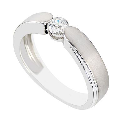 SIRI USA by TJM Sterling Silver Cubic Zirconia Round-Edge Statement Ring