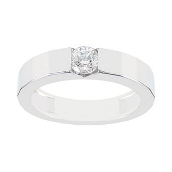 SIRI USA by TJM Sterling Silver Cubic Zirconia Round Inset Ring