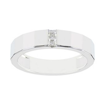 SIRI USA by TJM Sterling Silver Cubic Zirconia 2-Stone Inset Ring