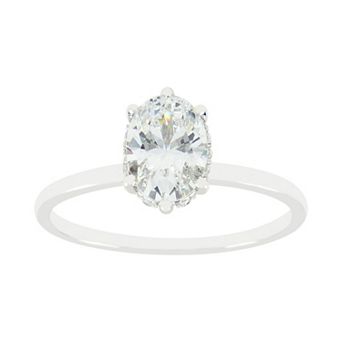 SIRI USA by TJM Sterling Silver Cubic Zirconia 7 mm x 5 mm Oval Solitaire Ring