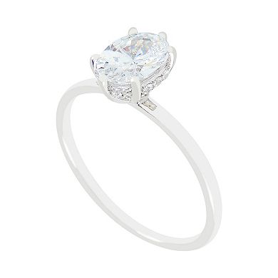 SIRI USA by TJM Sterling Silver Cubic Zirconia 7 mm x 5 mm Oval Solitaire Ring