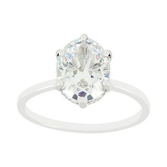 SIRI USA by TJM Sterling Silver Cubic Zirconia 9 mm x 7 mm Oval Solitaire Ring