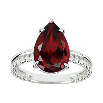 SIRI USA by TJM Sterling Silver Red Cubic Zirconia Teardrop Statement Ring